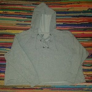 American Eagle Grey Cropped Hoodie